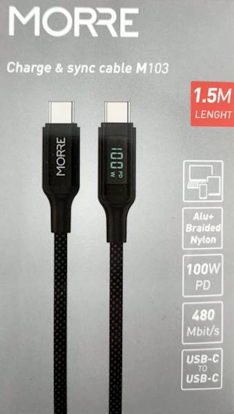 KABEL USB-C -C 1.5m MORRE M103 100W ALU+BRAIDED