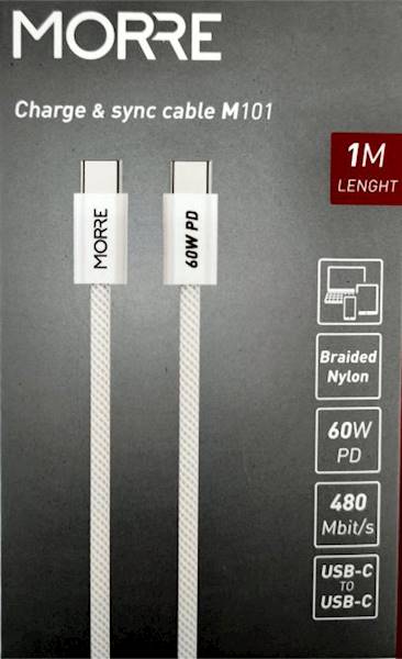KABEL USB-C -C 1m MORRE M101 60W/BRAIDED NYLON