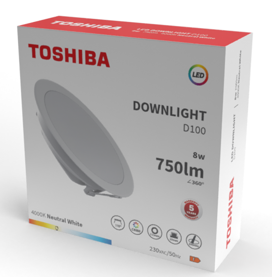 LED TOSHIBA DOWNLIGHT D100 8W 750lm 4000K NW
