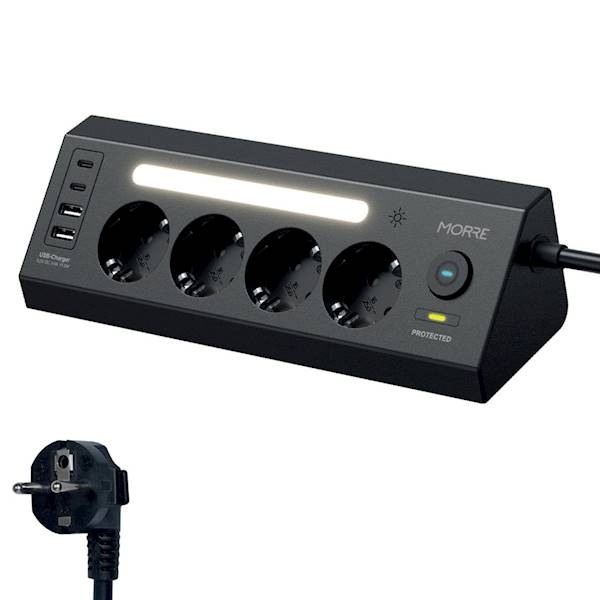 LISTWA ZASIL.M-411 2M.2XUSB A+2XUSB C+4X220V CZARN