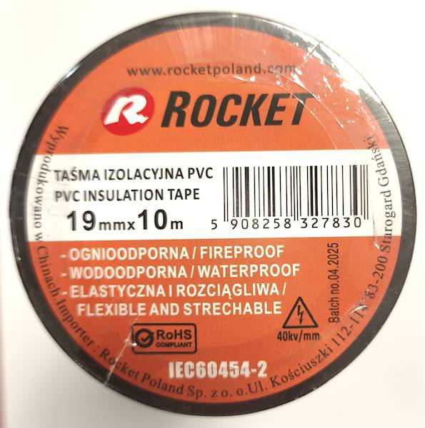 TAŚMA ROCKET IZOLACYJNA PVC 19MM/10M/10
