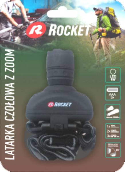 LATARKA ROCKET  LATARKA CZOŁO 1W LED ZOOM/15