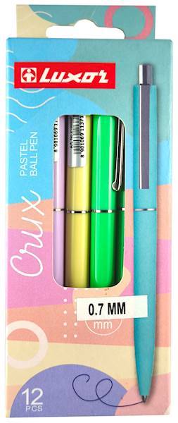 Długopis LUXOR CLICK CRUX PASTEL MIX op=12szt 0.7m
