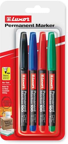 LUXOR PERMANENT MARKER 100 MIXcolor(3410)kpl=4/BL