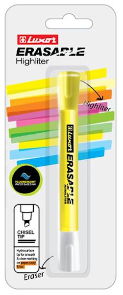 LUXOR  HIGHLITER ERASABLE  YELLOW 1 szt/12 zmaz.BL