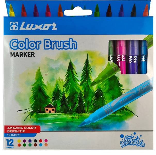 LUXOR FLAMASTER MIXcolour brush(6106)kpl=12 szt/BL