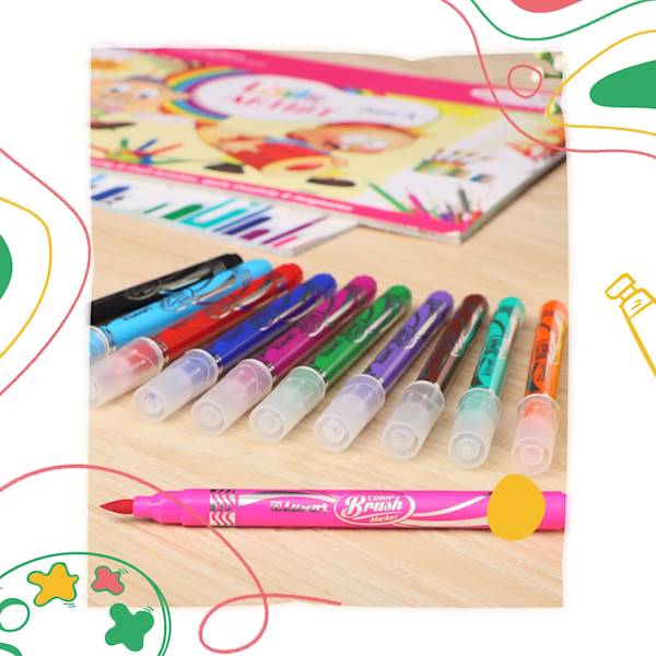 LUXOR FLAMASTER MIXcolour brush(6106)kpl=12 szt/BL