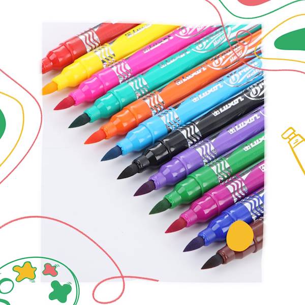 LUXOR FLAMASTER MIXcolour brush(6106)kpl=12 szt/BL