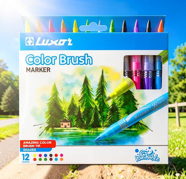 LUXOR FLAMASTER MIXcolour brush(6106)kpl=12 szt/BL
