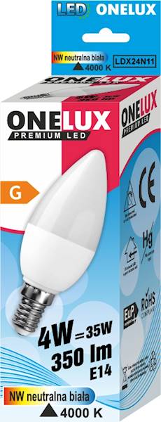 ONELUX LED E14 4W 350 lm NW 4000K C37 35W 