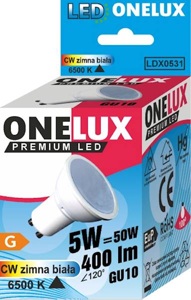 ONELUX LED GU10 5W 400 lm CW 6500K kąt.św120.50W