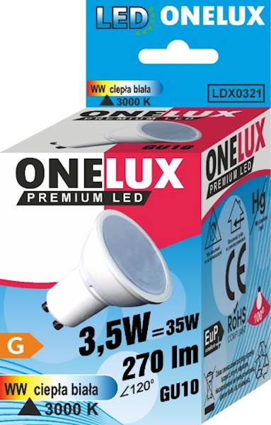 ONELUX LED GU10 3.5W 270 lm WW 3000K kąt.św120.35W
