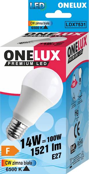 ONELUX LED E27 A60 14W  1521 lm CW 6500K 100W