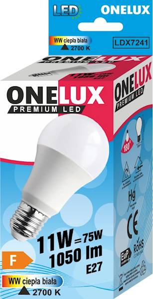 ONELUX LED E27 A60 11W 1050 lm WW 2700K 75W