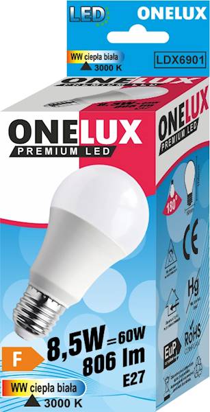 ONELUX LED E27 A60 8.5W 806 lm WW 3000K 60W 