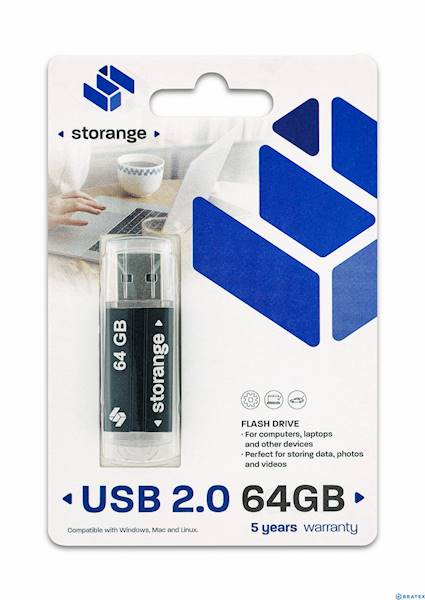 PENDRIVE 64 GB STORANGE BASIC USB 2.0 BLACK