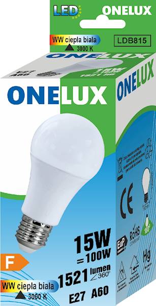 ONELUX LED GREEN E27 A60 15W 1521 lm 3000K 100W