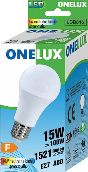 ONELUX LED GREEN E27 A60 15W 1521 lm 4000K 100W 