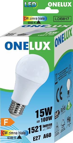 ONELUX LED GREEN E27 A60 15W 1521 lm  6500K 100W