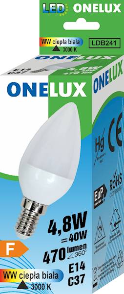 ONELUX LED E14 C37 4.8W 470 lm WW 3000K 40W