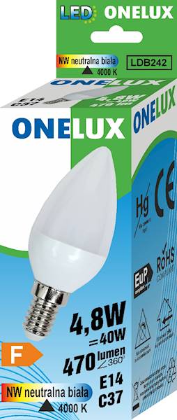 ONELUX LED E14 C37 4.8W 470 lm NW 4000K 40W
