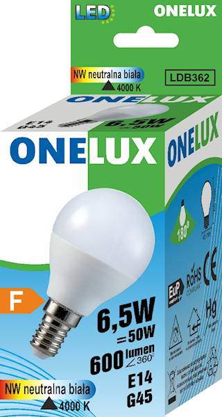 ONELUX LED E14 G45 6.5W 600  lm NW 4000K 50W