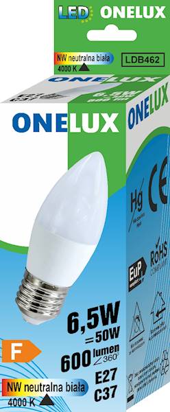 ONELUX LED E27 C37 6.5W 600 lm NW 4000K 50W