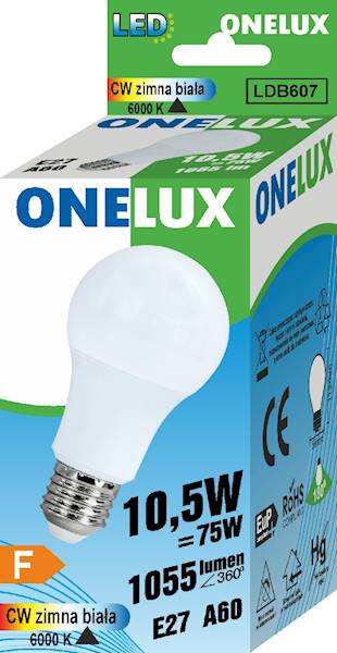 ONELUX LED E27 A60 10.5W 1055 lm CW 6500K  