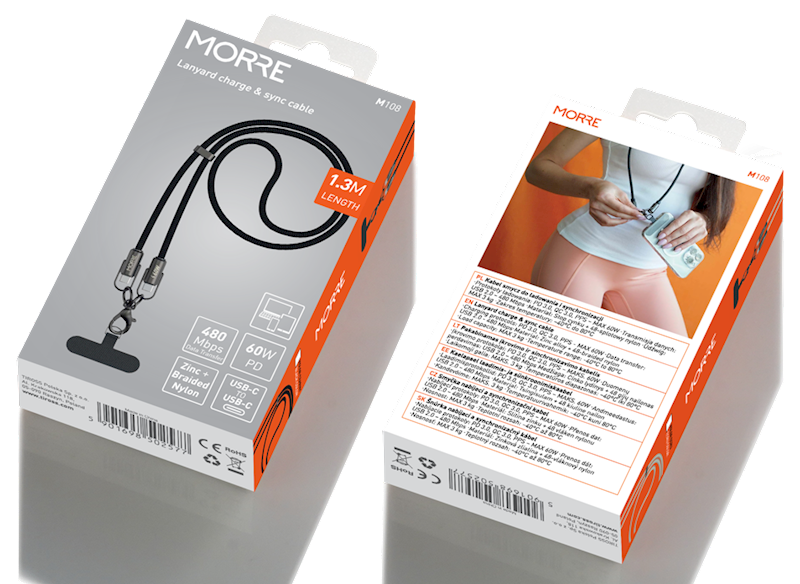 KABEL USB-C -C  60W/1.3M MORRE M108 ŁAD+SYCH