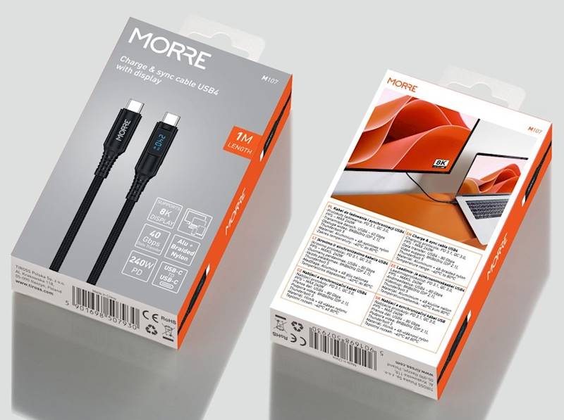 KABEL USB-C -C 8K/240W/40GBPS/1M   MORRE M107 