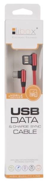 KABEL USB MICRO KĄTOWY CZERW.1m LIBOX LB0149