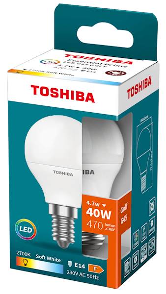 Led TOSHIBA ESEN. E14 G45 4.7W 470lm2700K 40W/100