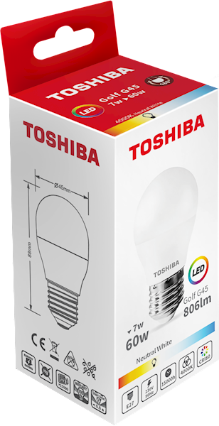 ..LED TOSHIBA E27 7W 806 lm  NW4000K G45/ 60W /100