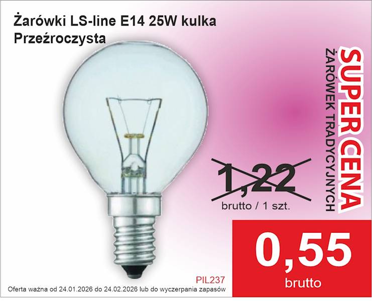 ..E14/25W kulka LS-LINE PRZEŹR. 