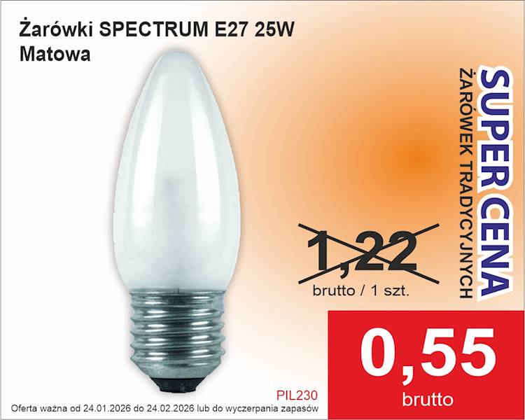 ..E27/25W świeca SPECTRUM MATOWA 