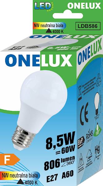 ONELUX LED GREEN E27 A60 8.5W 806lm 4000K 60W/10