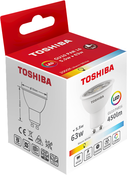 ..LED TOSHIBA GU10 5.5W 450 lm WW 3000K/50W/ 200
