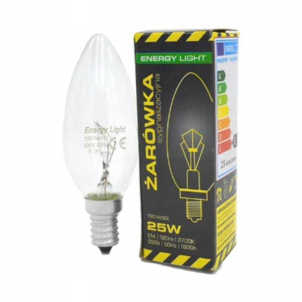 E27/25W świeczka B35 ENERGYLIGHT ŻARÓWKA  SYGNAL.