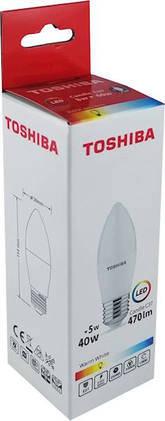 ..LED TOSHIBA E27  5W 470lm WW 3000K C37/40W/100(A