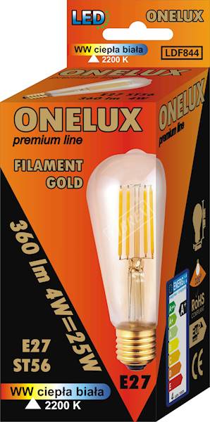 ..ONELUX E27ST56 4W 360 lm WW 2200K fil.gold25W(A)