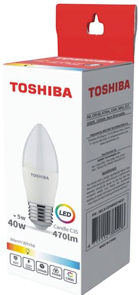 ..LED TOSHIBA E27  5W 470lm WW 3000K C37/40W/100(A