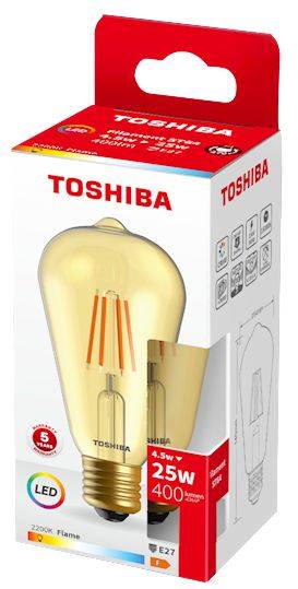 LED TOSH.FILAMENT E27 ST64 4.5W 400lm 2200K 
