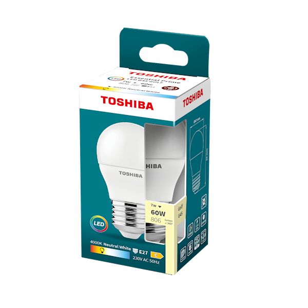 LED TOSH.ESENTI.G45 E27 7W=60W 4000K 806lm/5/80