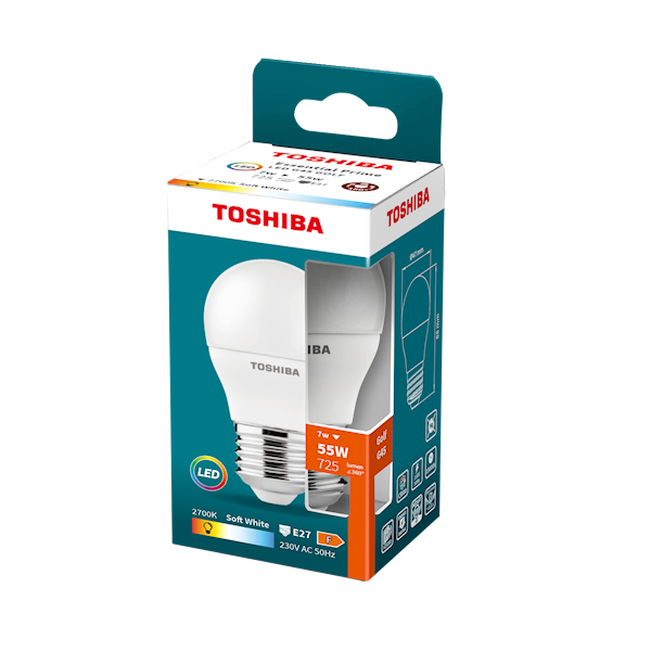 LED TOSH.ESENTI.G45 E27 7W=55W 2700K 725lm/5/80