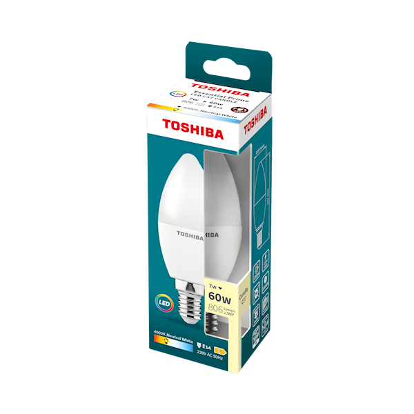 LED TOSH.ESENTI.C37 E14 7W=60W 4000K 806lm