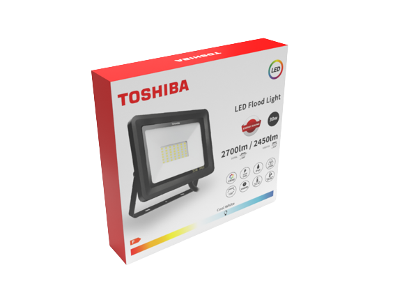 TOSHIBA FLOOD LIGHT 30W 2450 lm 6500K IP65 /BLACK