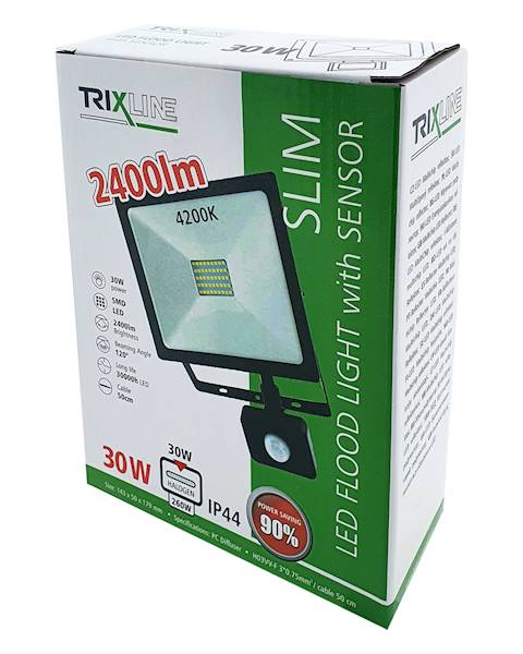 NAŚWIETLACZ BC 30W LED FLOOD LIGHT 4200K SENSOR