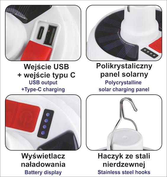 LAMPA ONELUX SOLARNA+ ŁADOWALNA 500lm NFLS08