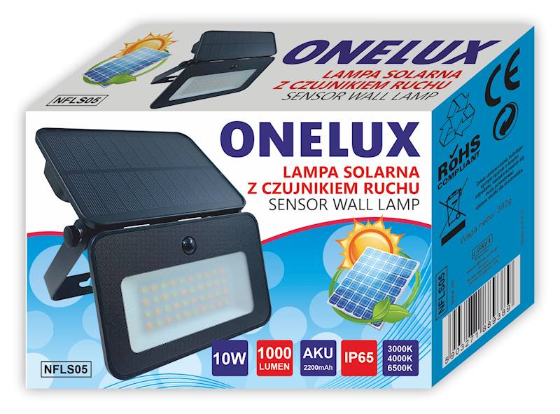 LAMPA ONELUX WALL LAMP SOLARNA 10W 1000lm PIR