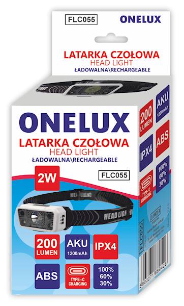 FLC055 LATARKA ONELUX CZOŁ.ŁAD. USB-C 2W 200lm